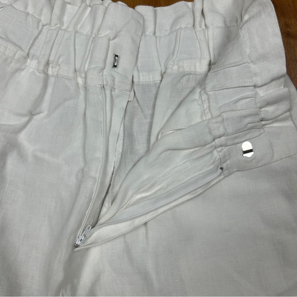 Posse Women’s White 100%Linen Paperbag Waist Wide Leg Pants Size S Summer Casual - Picture 6 of 15